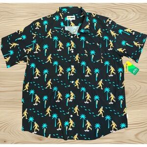 Tipsy Elves NWT 3XL Bigfoot Sasquatch Shredder Hawaiian Shirt Tropical Novelty